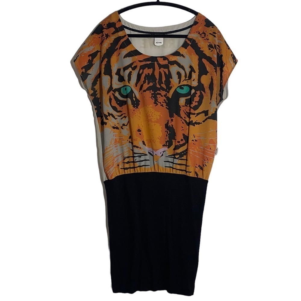 Rütme Tiger Animal Print Gray and Black Mini Dress Size Large